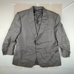 Canali Super 120’s Wool Pinstripe Blazer Gray 48L 50" Chest Made in Italy